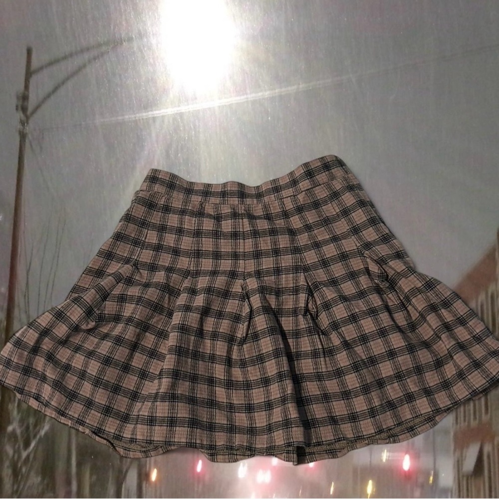 Full Tilt Plaid Skater Skirt - Black and Khaki